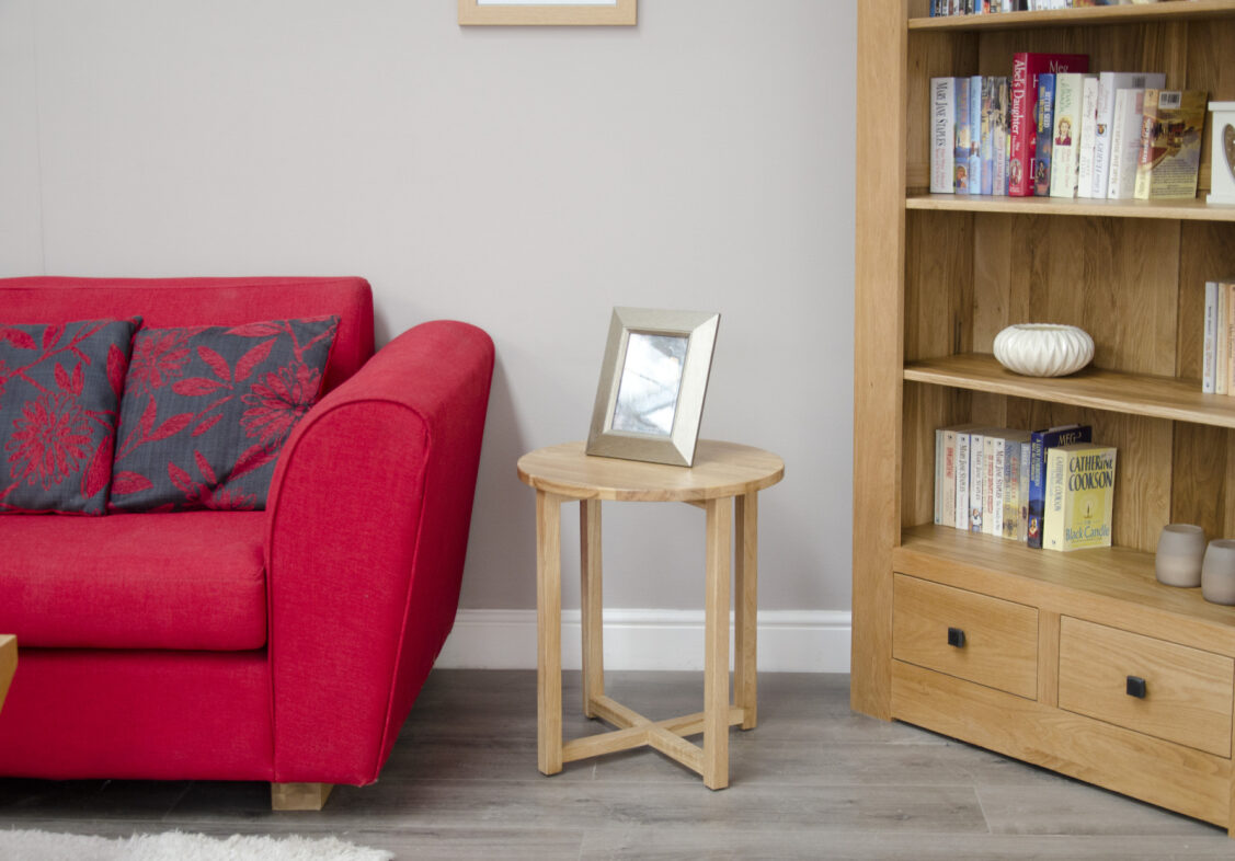 Lyon Round Lamp Table. 100% Solid Oak
