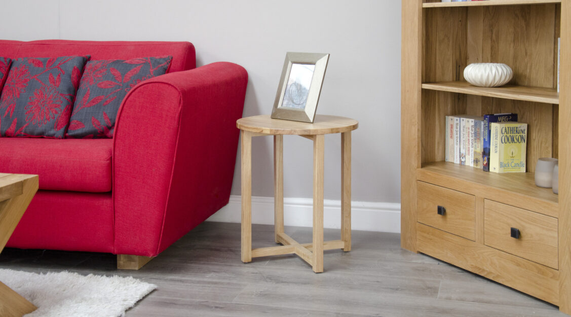 Lyon Round Lamp Table. 100% Solid Oak
