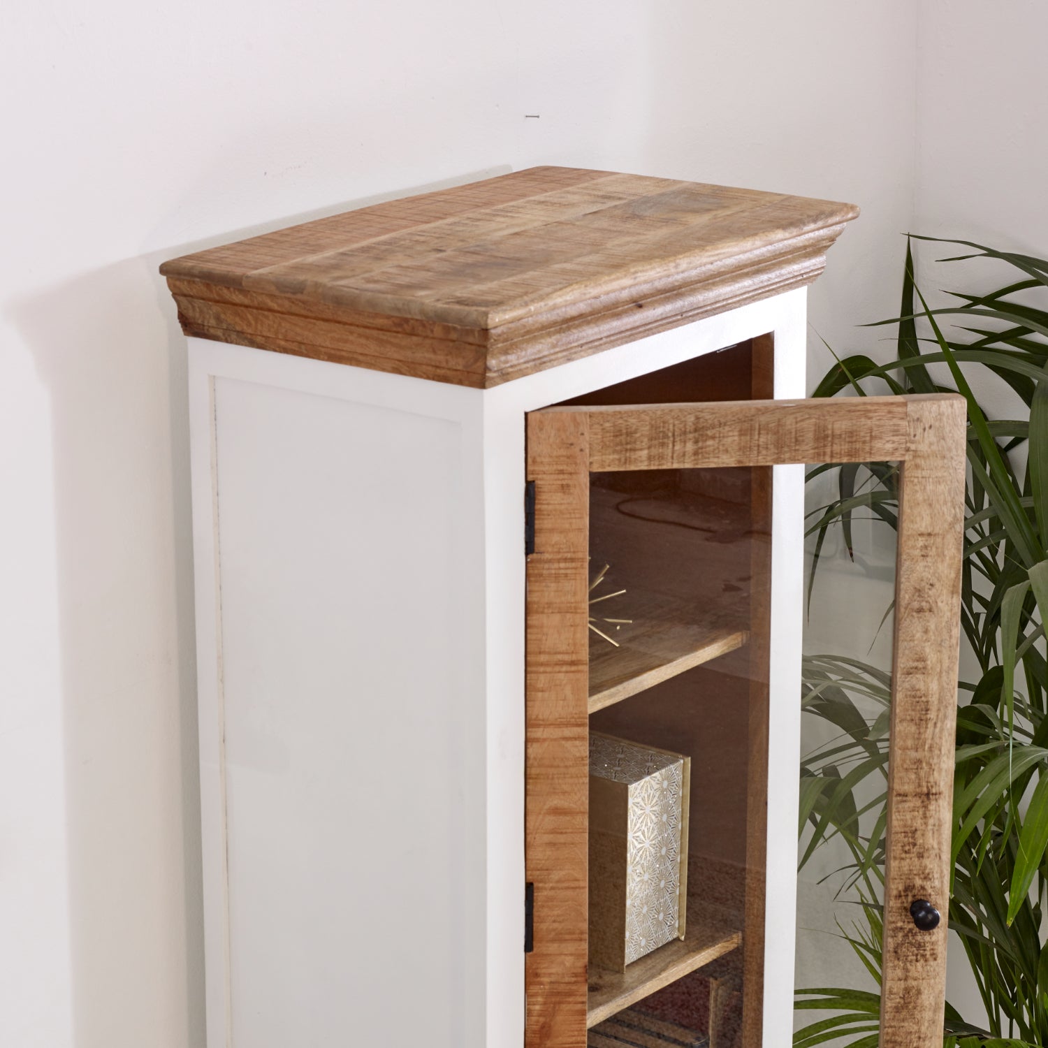 Alfie Wood Bookcase/Display Cabinet - 3 Shelves & 1 Door 100% Eco Sourced Mango Wood