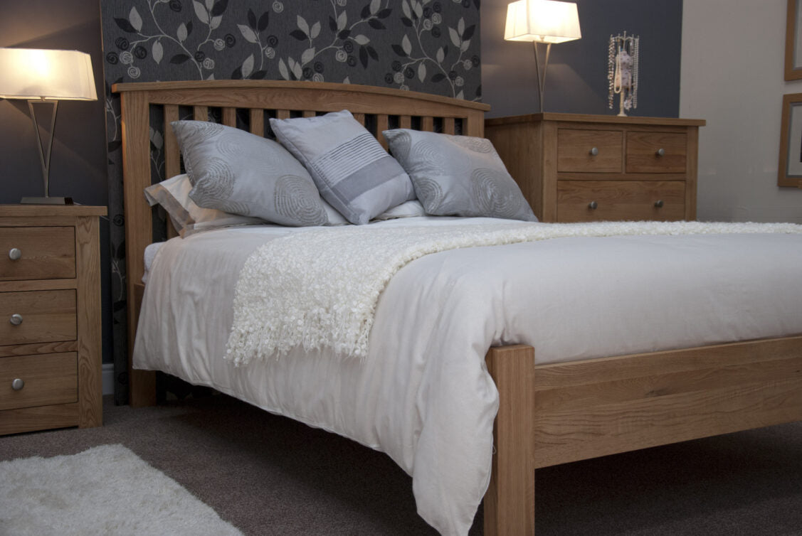 Milano Arched Kingsize Rail Bed. 100% Solid Oak