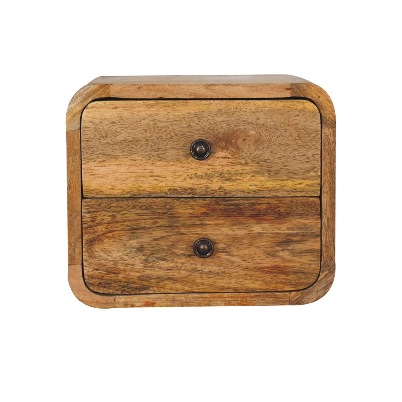 Mini Curve Oak-ish Floating Bedside 100% Solid Mango Wood
