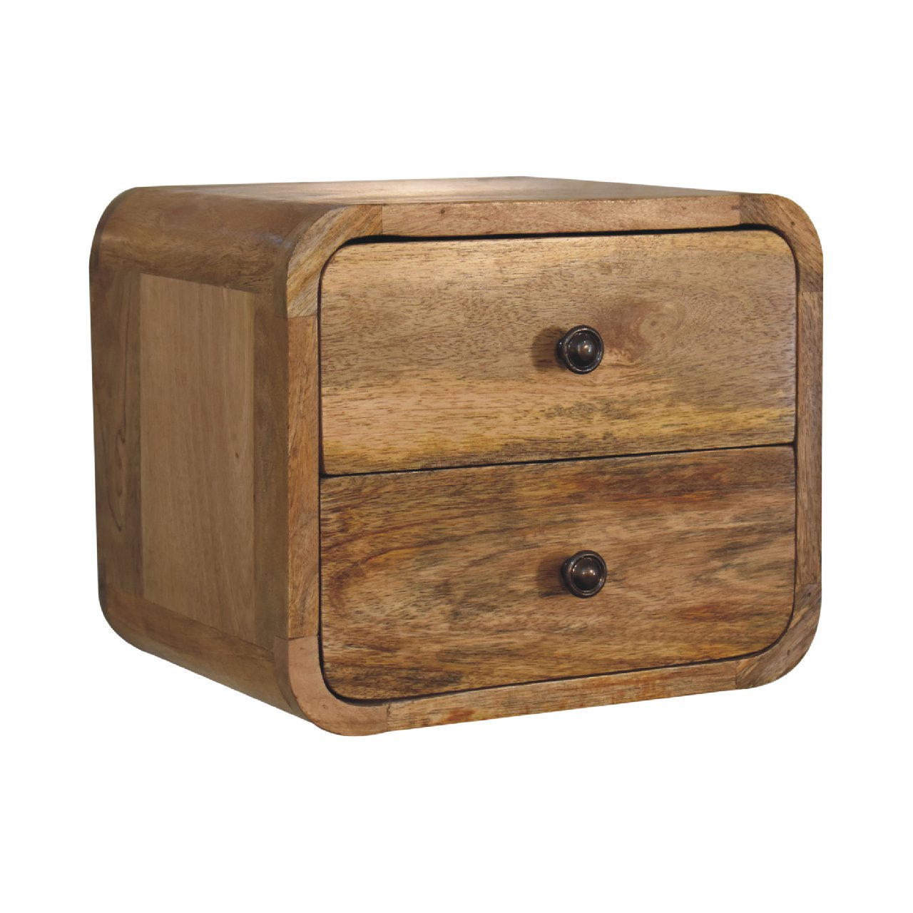 Mini Curve Oak-ish Floating Bedside 100% Solid Mango Wood