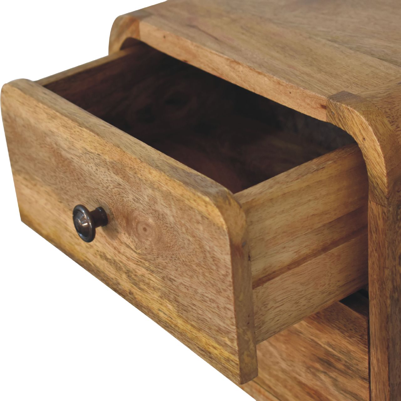 Mini Curve Oak-ish Floating Bedside 100% Solid Mango Wood