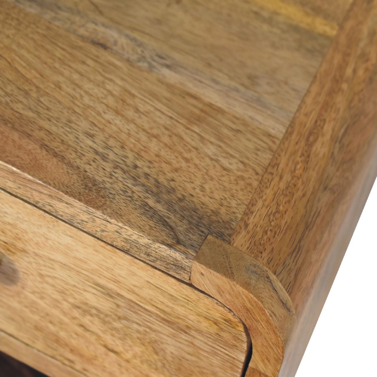 Mini Oak-ish Floating Open Bedside Table. 100% Solid Mango Wood