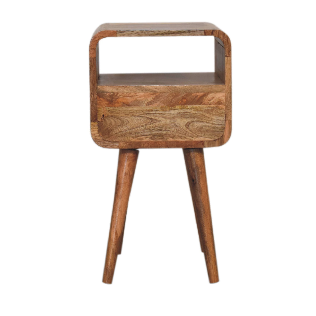 Mini Oakish Curve Open Bedside. 100% Solid Mango Wood