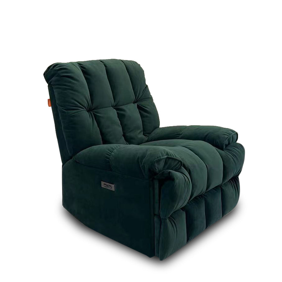 Modern Electric Recliner Armchair – Grey or Green Velvet (Swivel Function)