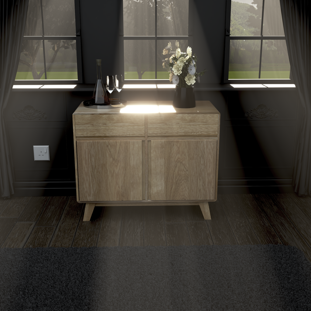 Nordic Small Sideboard. Solid Oak & Pawlonia 100% Solid Oak