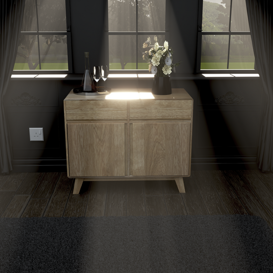 Nordic Small Sideboard. Solid Oak & Pawlonia 100% Solid Oak
