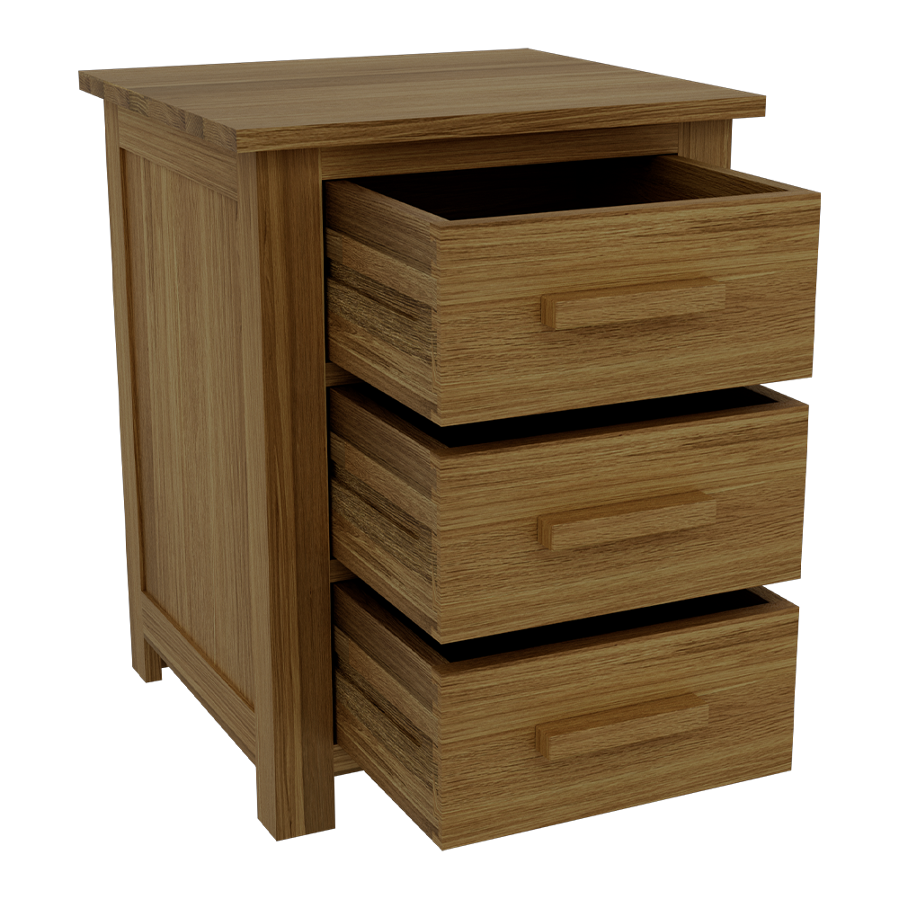 Opus 3 Drawer Bedside. 100% Solid Oak