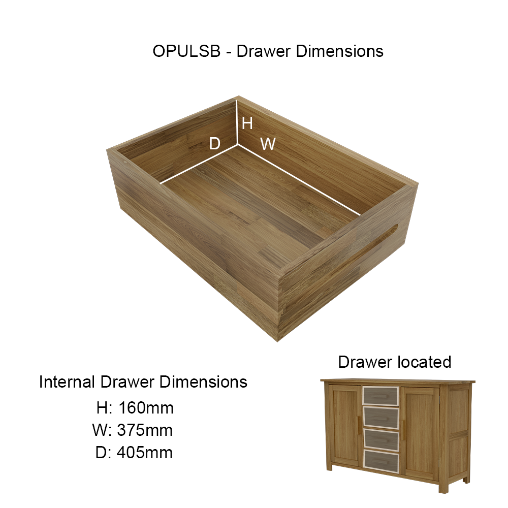 Opus Large Sideboard. 100% Solid Oak
