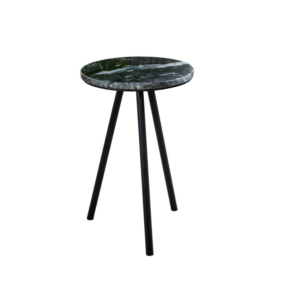 Opal Black Marble Side Table, Metal Legs