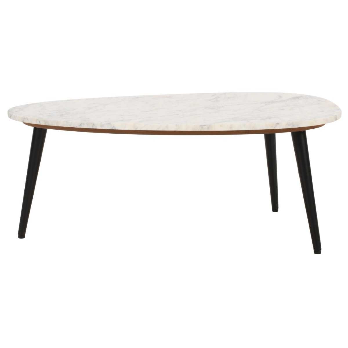 Opal White Marble Coffee Table, Metal Legs