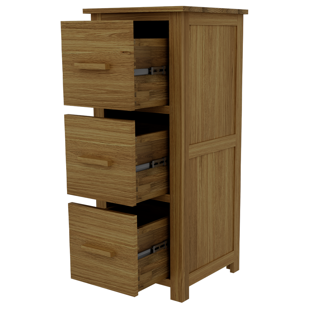 Opus 3 Drawer Filing Cabinet. 100% Solid Oak