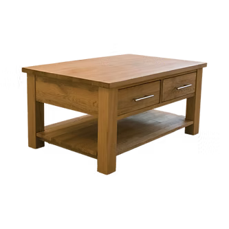 Opus 3 x 2 Coffee Table with Drawers. 100% Solid Oak