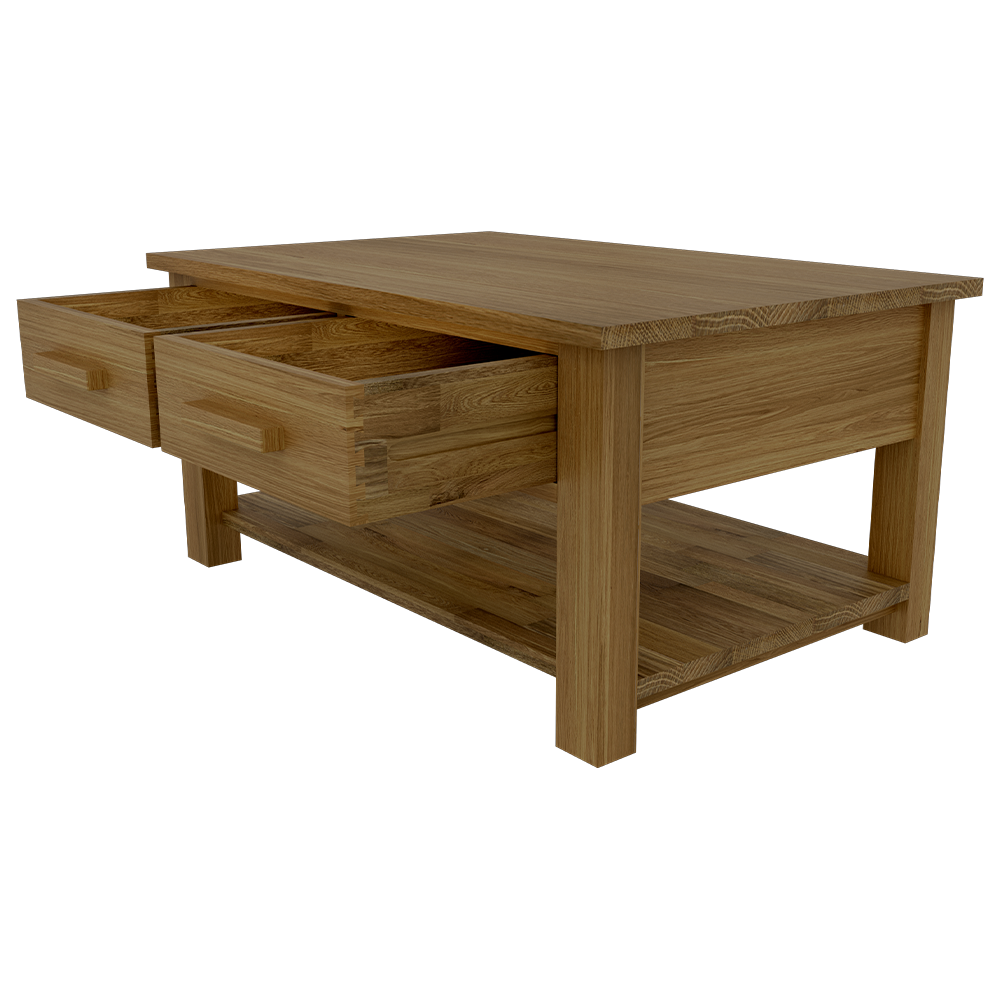 Opus 3 x 2 Coffee Table with Drawers. 100% Solid Oak
