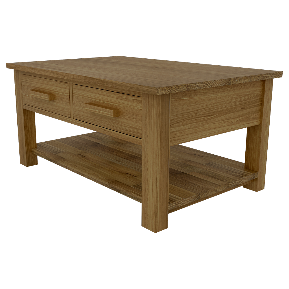 Opus 3 x 2 Coffee Table with Drawers. 100% Solid Oak