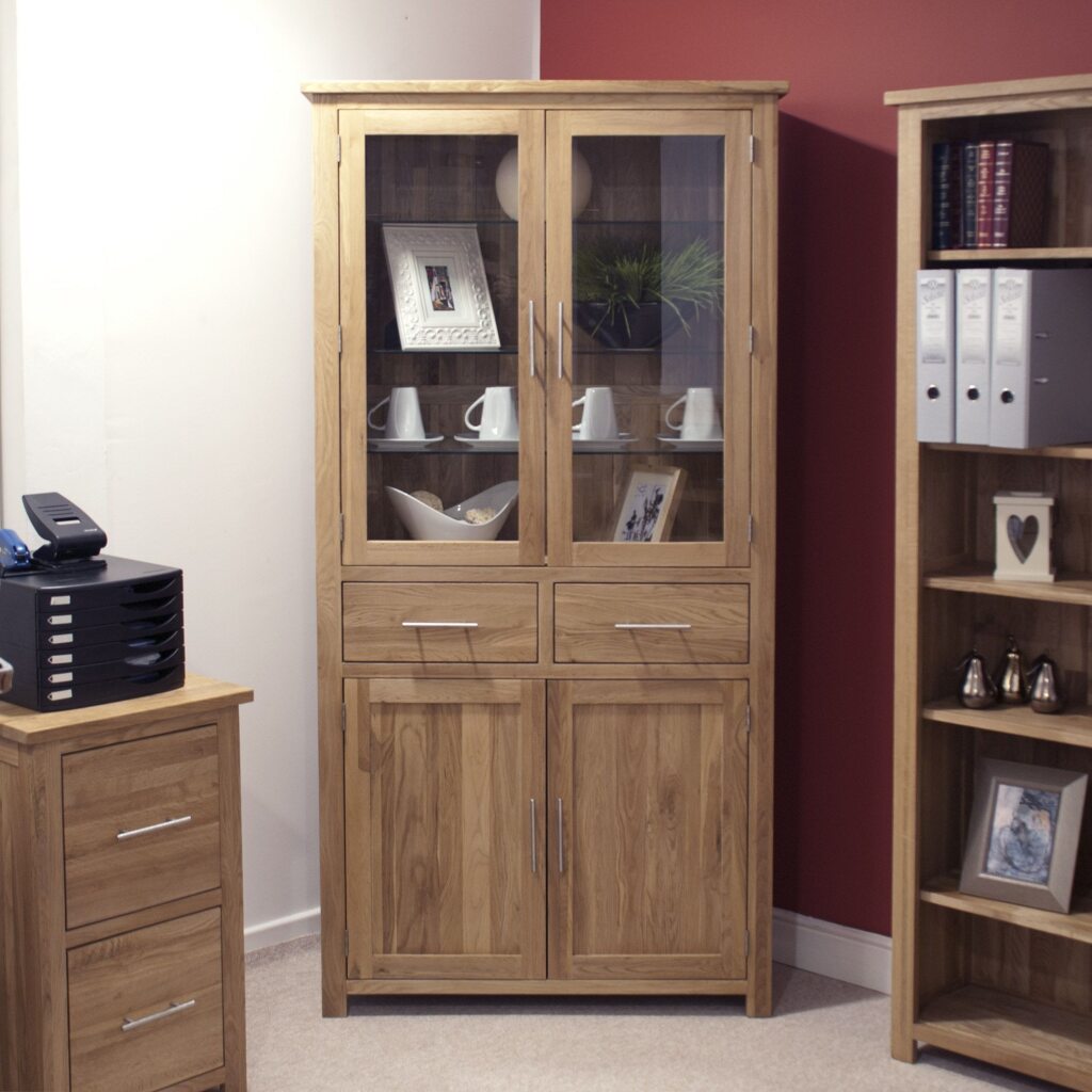 Opus 4 Door Display Cabinet. 100% Solid Oak