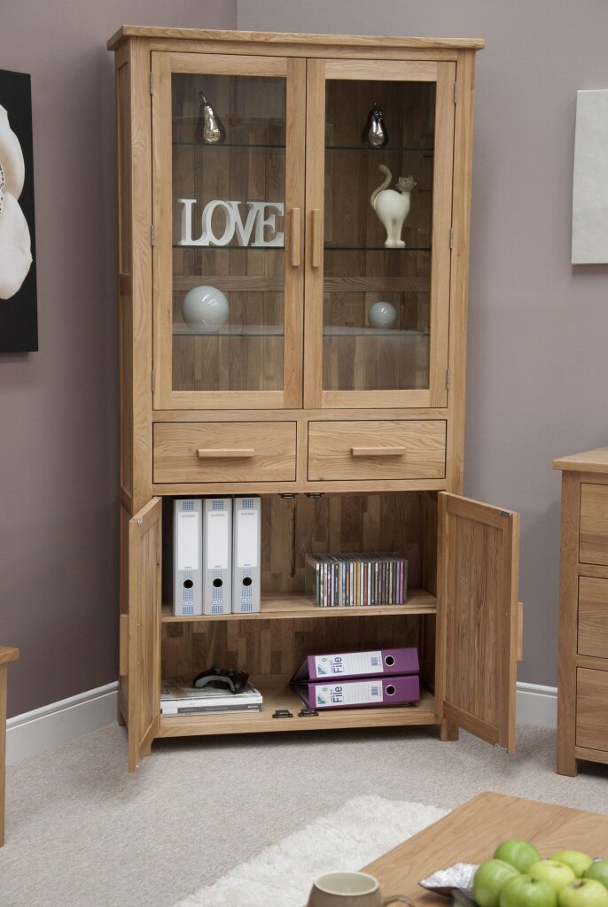 Opus 4 Door Display Cabinet. 100% Solid Oak