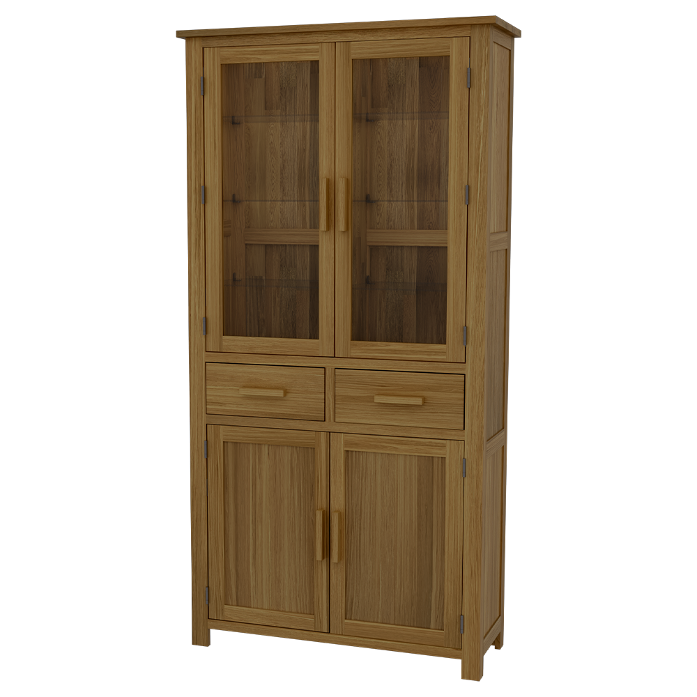 Opus 4 Door Display Cabinet. 100% Solid Oak