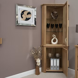 Opus Corner Display Unit. 100% Solid Oak