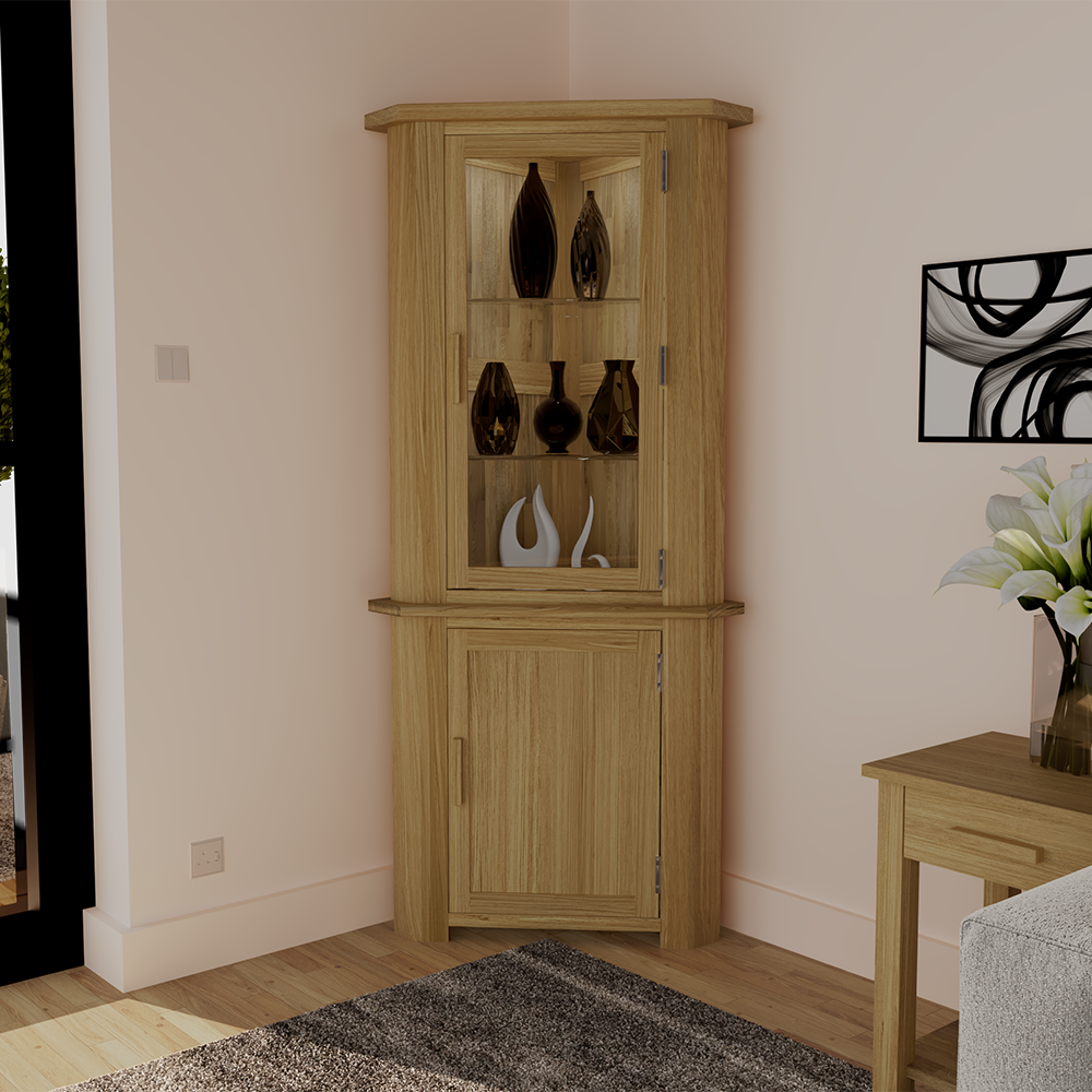 Opus Corner Display Unit. 100% Solid Oak