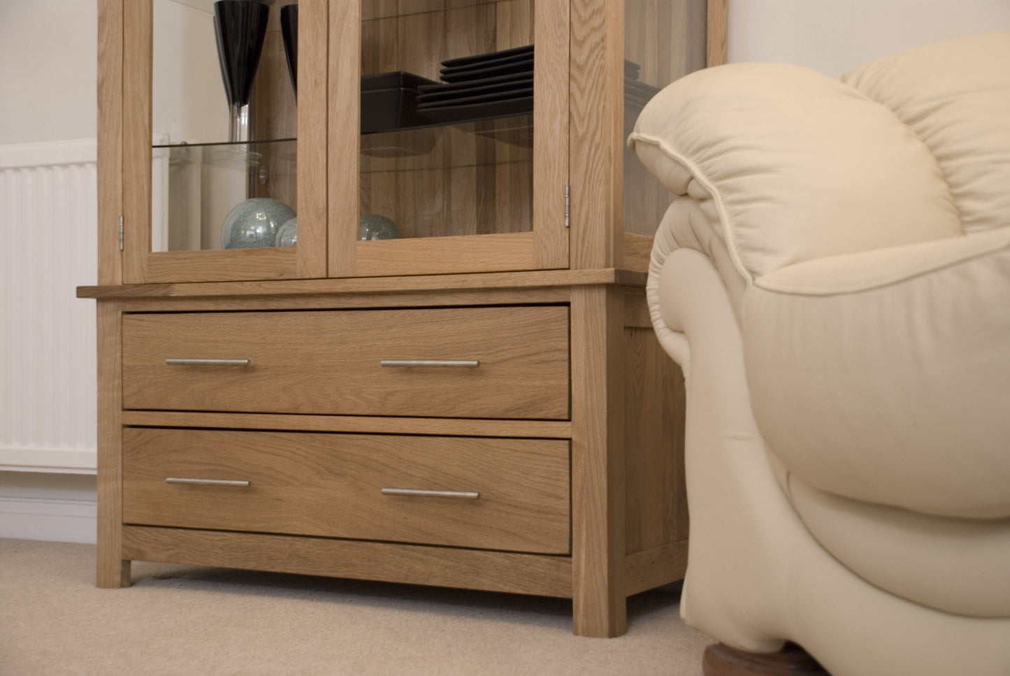 Opus Glass Display Cabinet. 100% Solid Oak