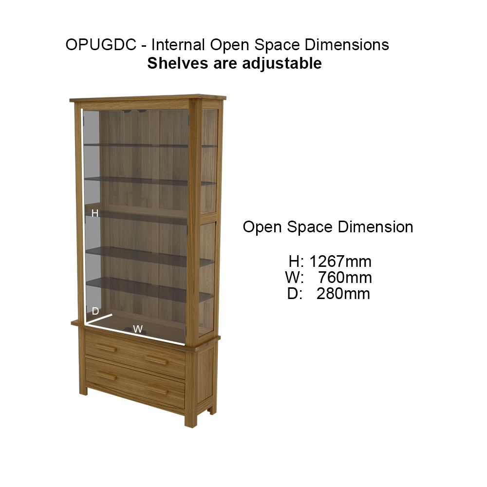 Opus Glass Display Cabinet. 100% Solid Oak