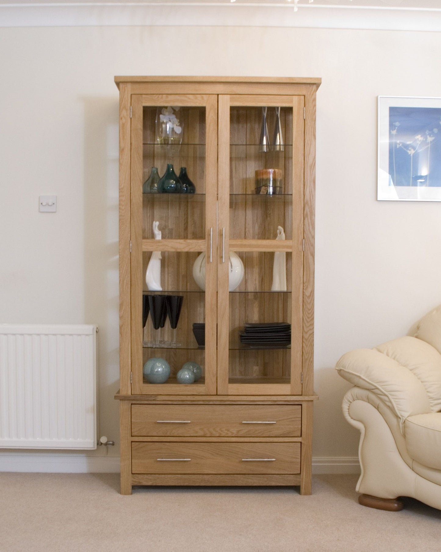 Opus Glass Display Cabinet. 100% Solid Oak