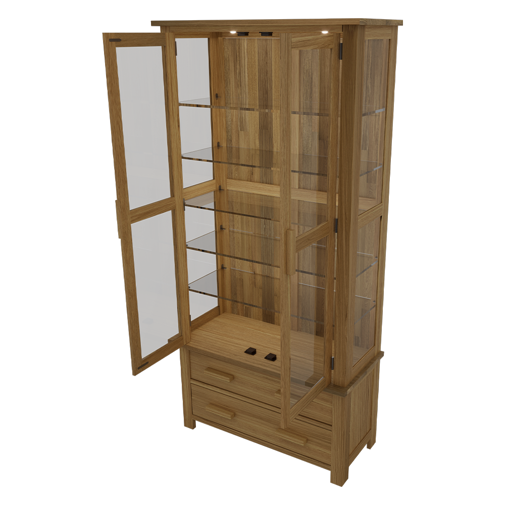 Opus Glass Display Cabinet. 100% Solid Oak