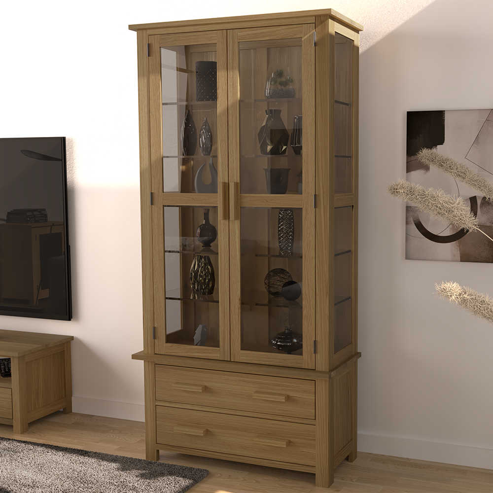 Opus Glass Display Cabinet. 100% Solid Oak