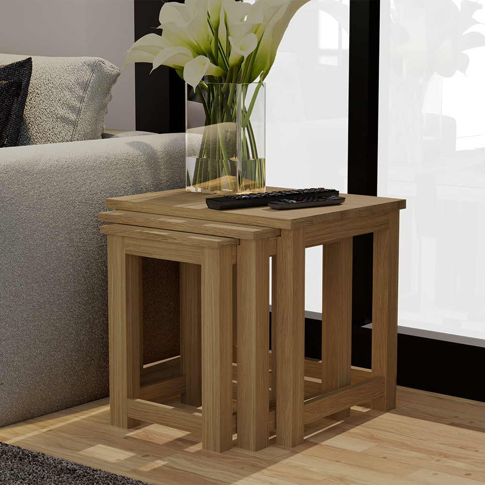 Opus Triple Nest of Tables. 100% Solid Oak