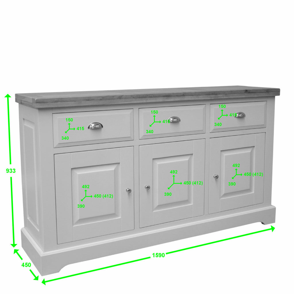 Painted Deluxe Large Sideboard 100% Solid Oak