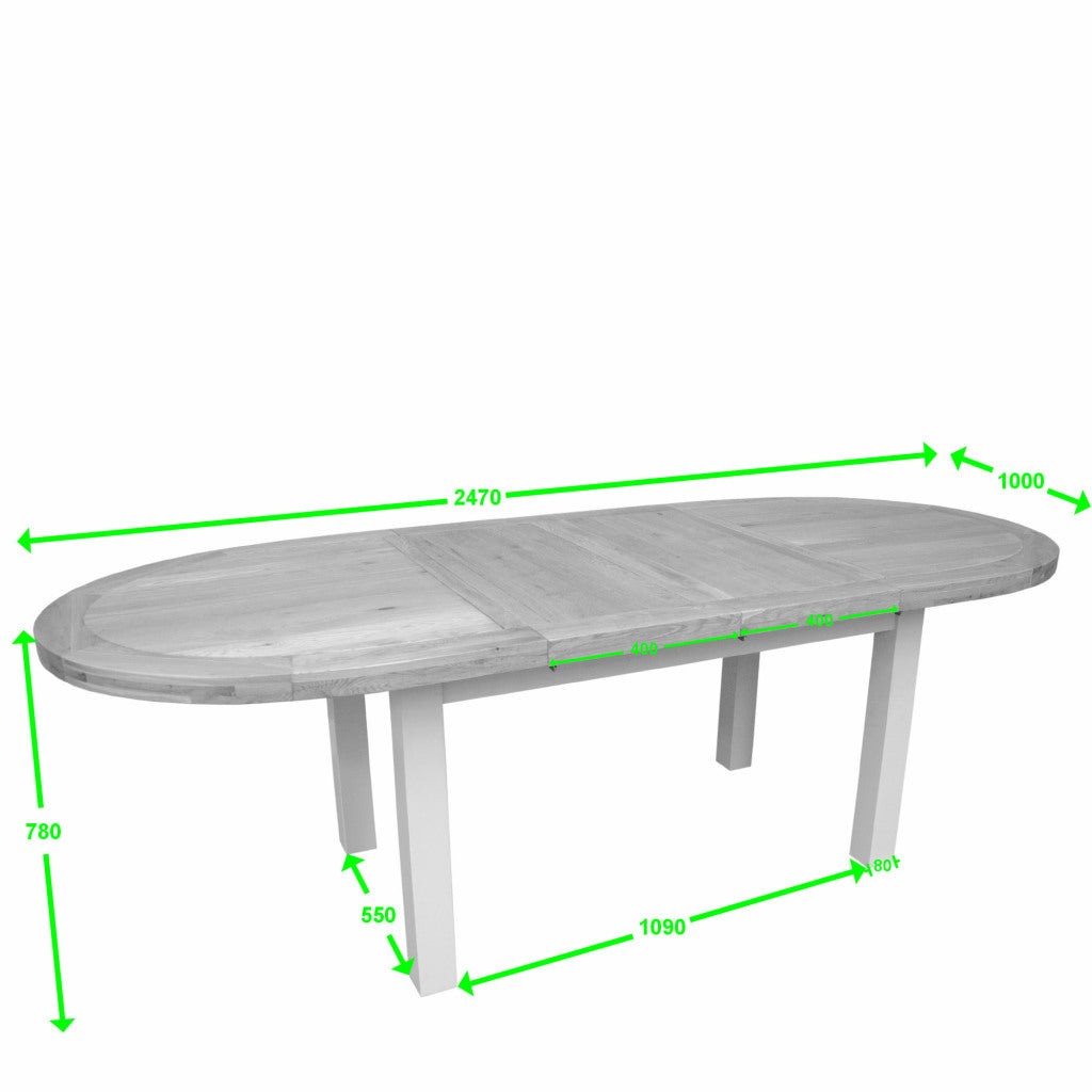 Painted Deluxe Oval Extending Dining Table 100% Solid Oak