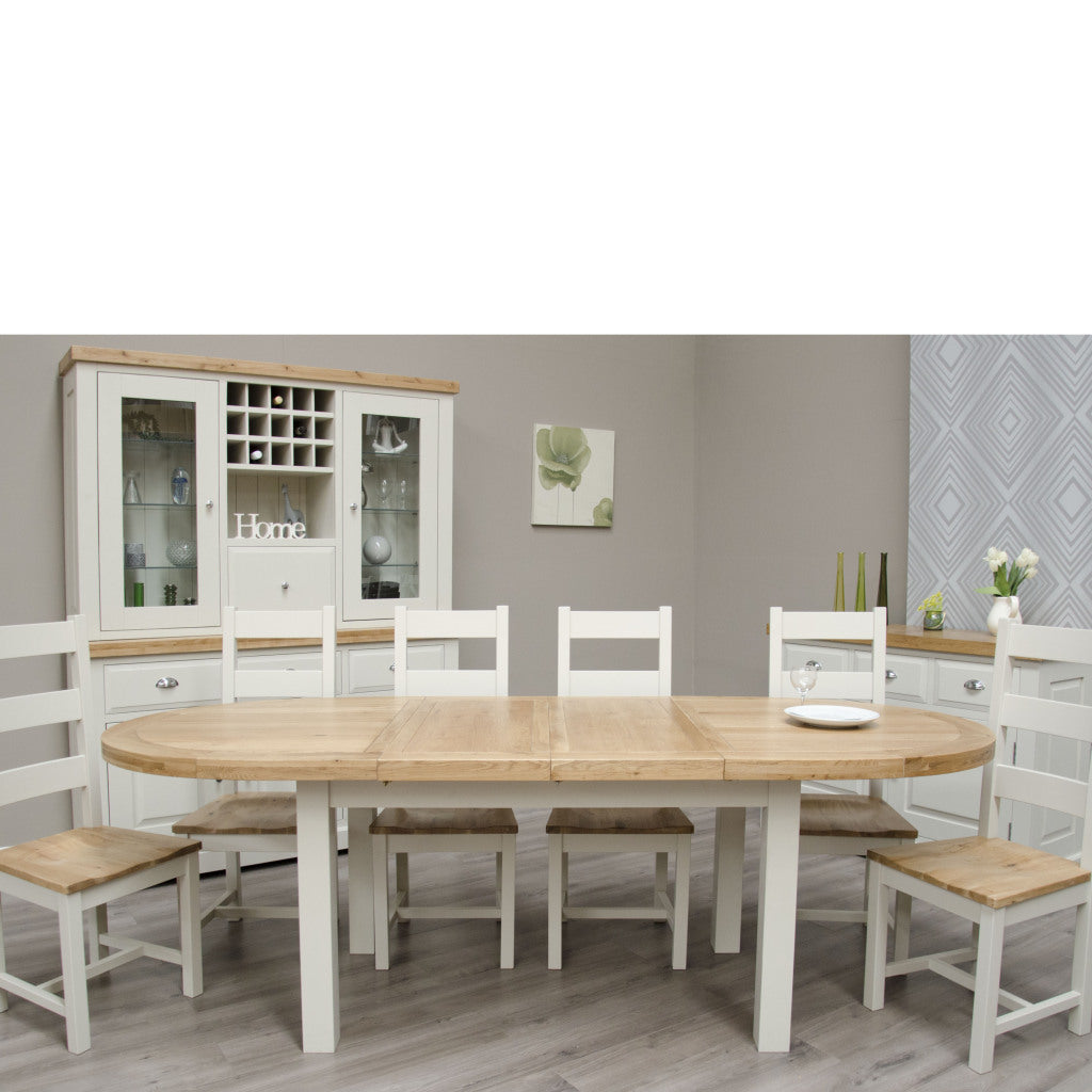 Painted Deluxe Oval Extending Dining Table 100% Solid Oak