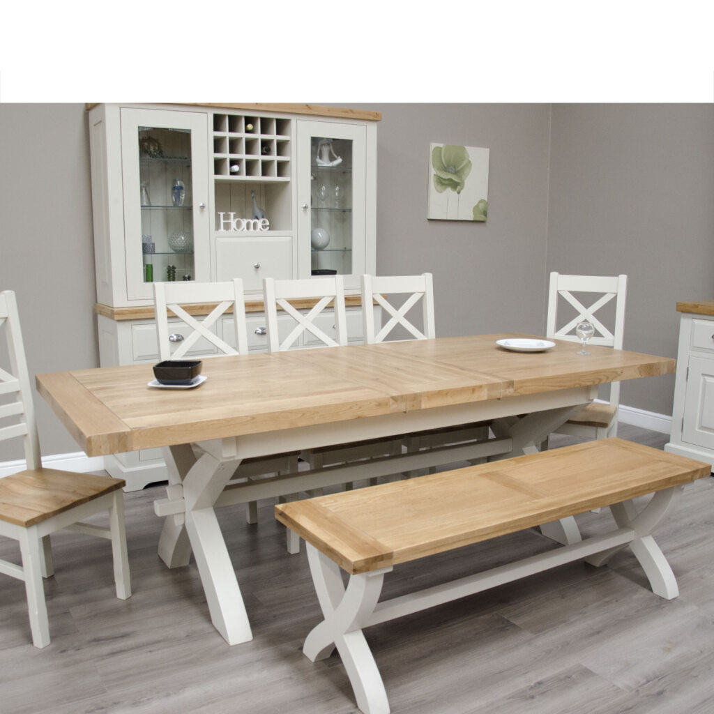 Painted Deluxe X-Leg Table 100% Solid Oak