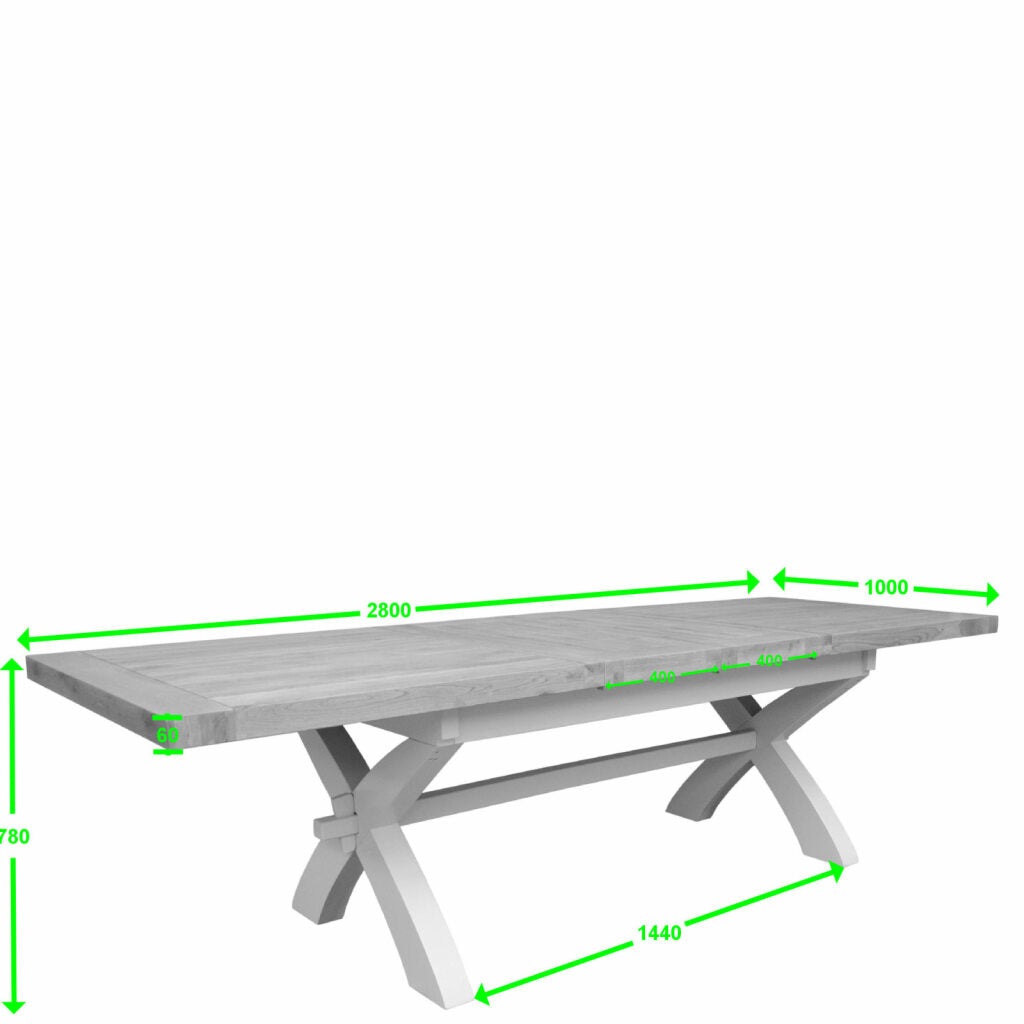 Painted Deluxe X-Leg Table 100% Solid Oak