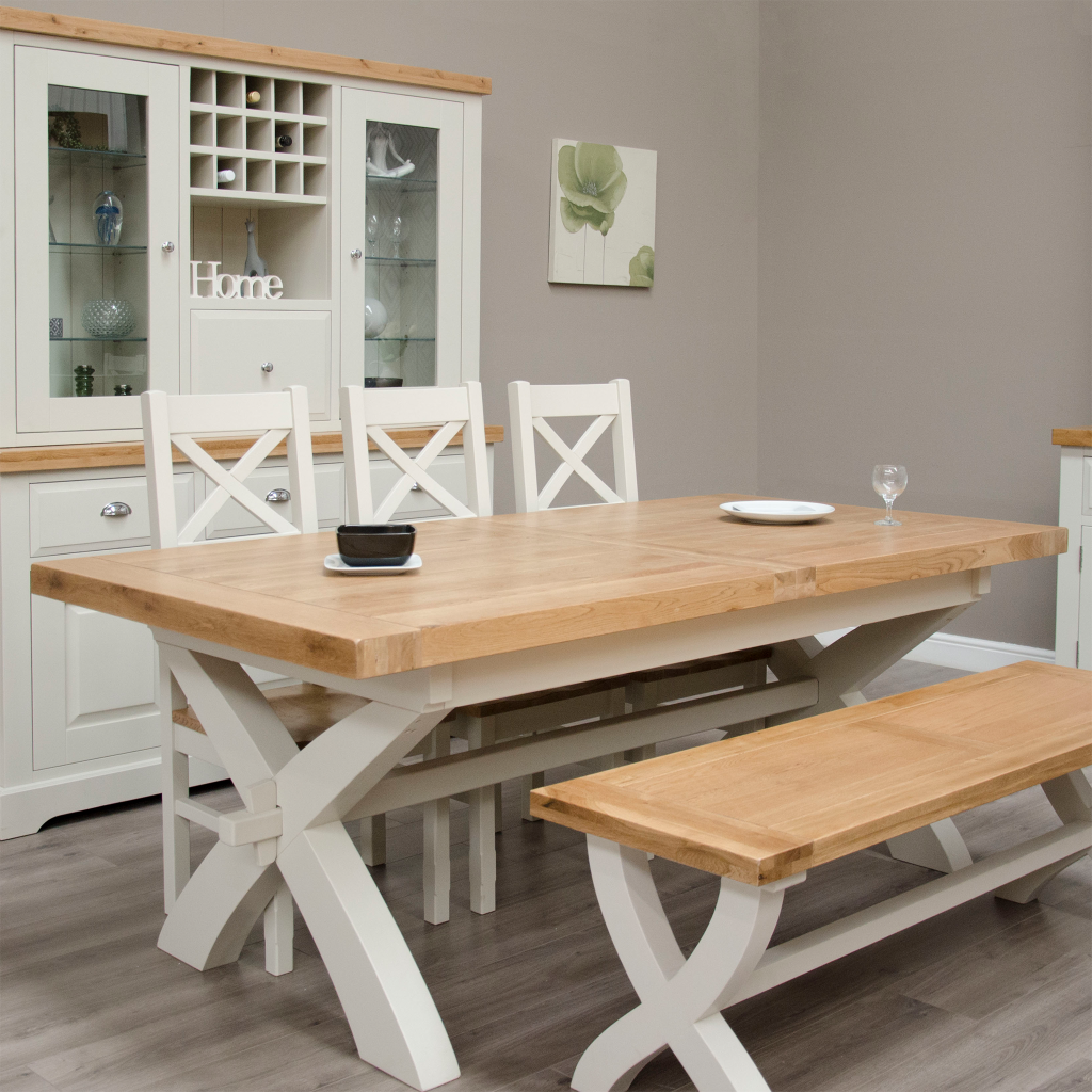 Painted Deluxe X-Leg Table 100% Solid Oak