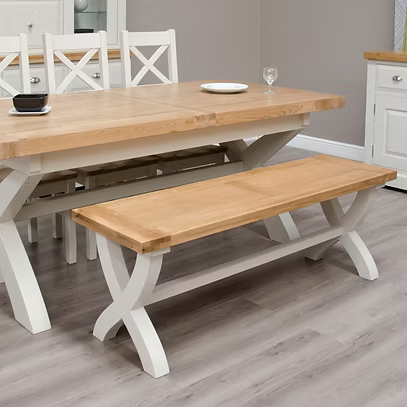 Painted Deluxe X Bench  100% Solid Oak
