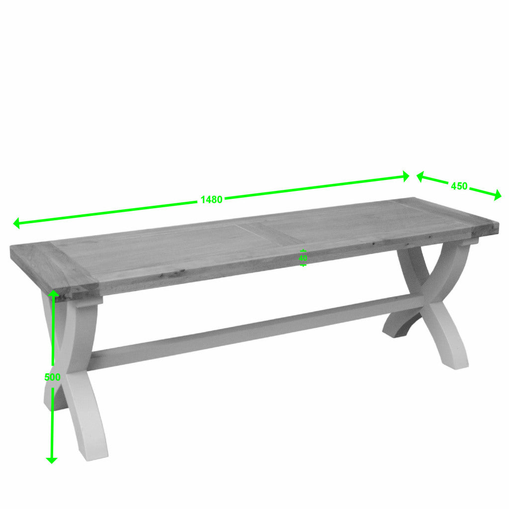 Painted Deluxe X Bench  100% Solid Oak