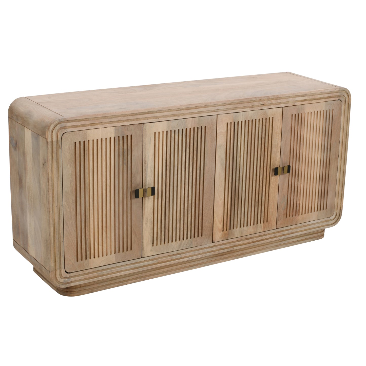 Hudson Carved Mango Wood 4 Doors Large Sideboard 100% Solid Mango Wood