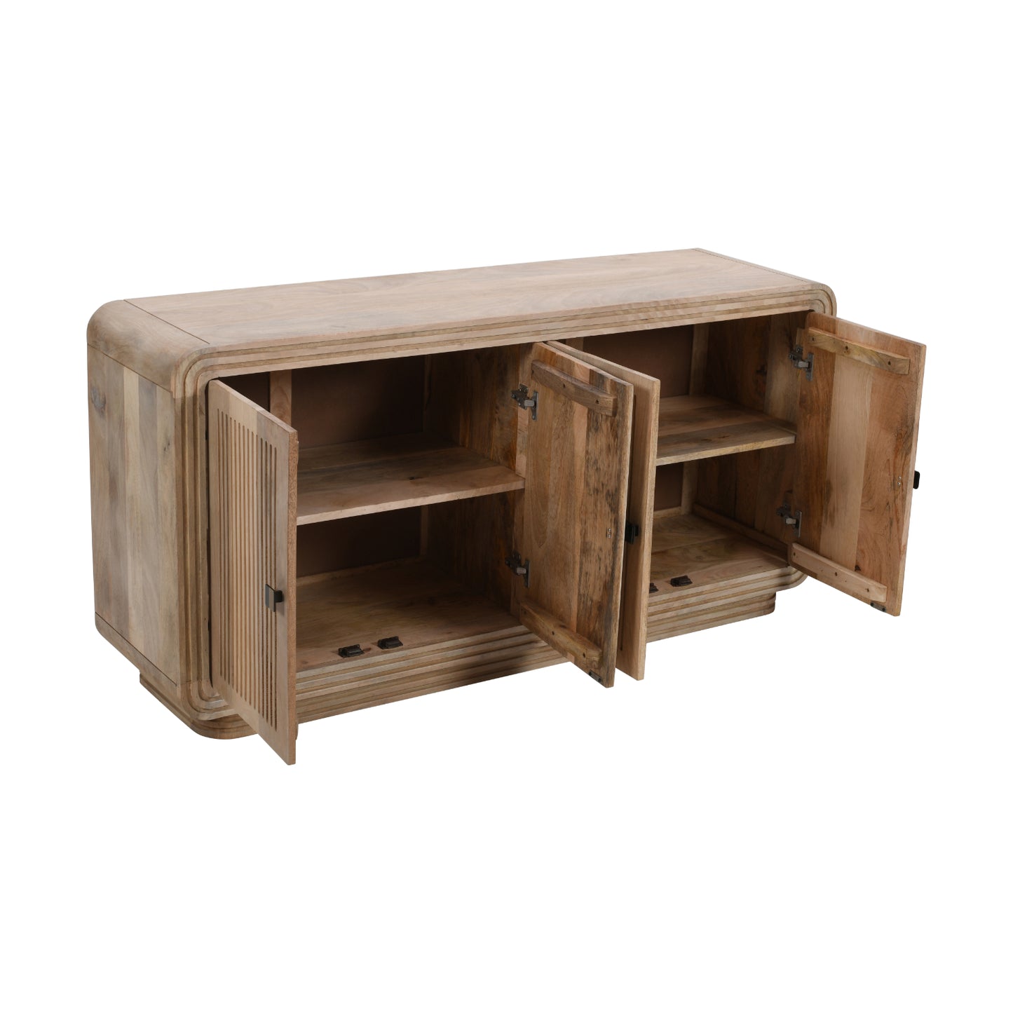 Hudson Carved Mango Wood 4 Doors Large Sideboard 100% Solid Mango Wood