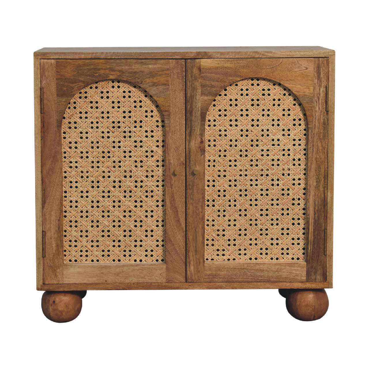 Rattan Ball Cabinet Mango Wood Construction.
