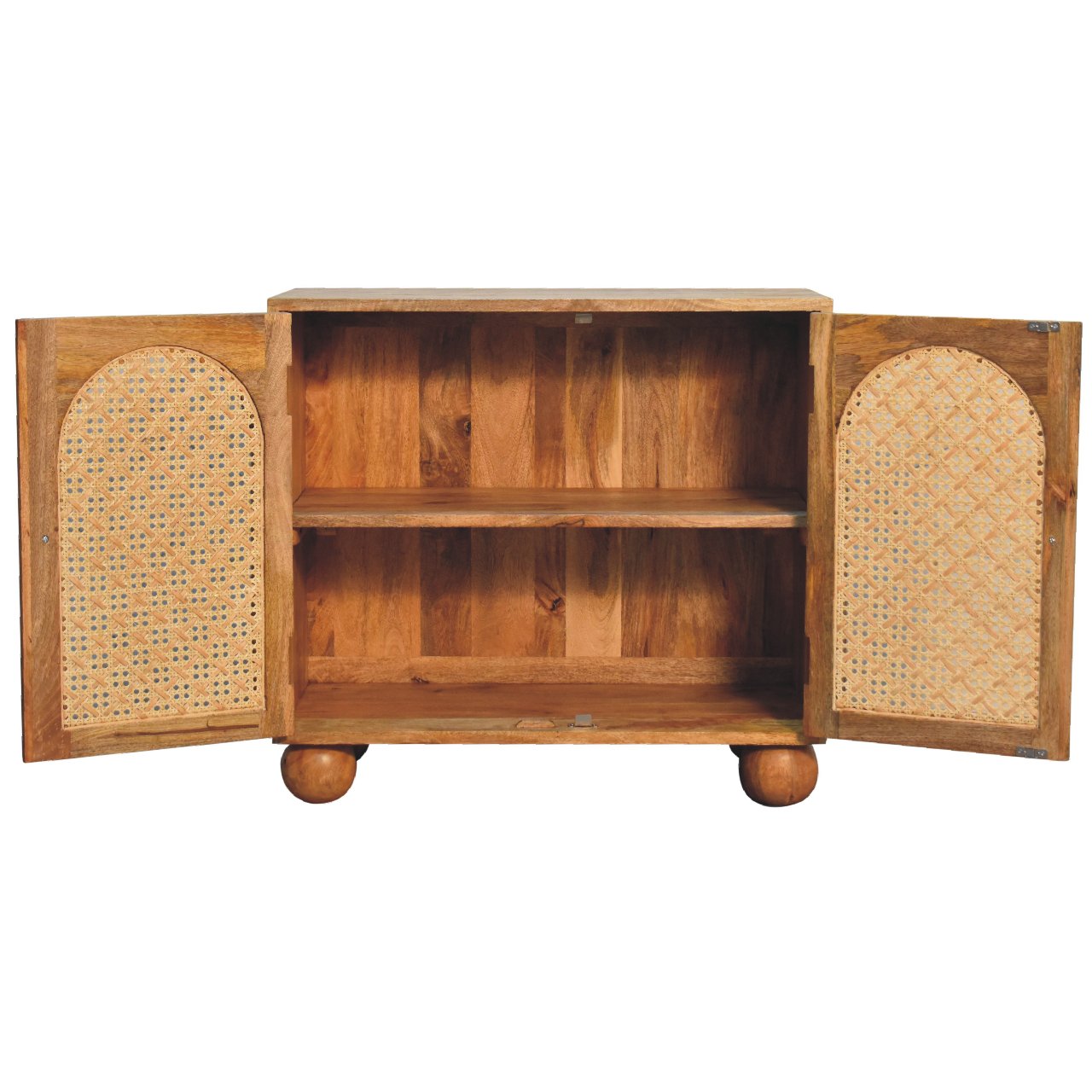 Rattan Ball Cabinet Mango Wood Construction.