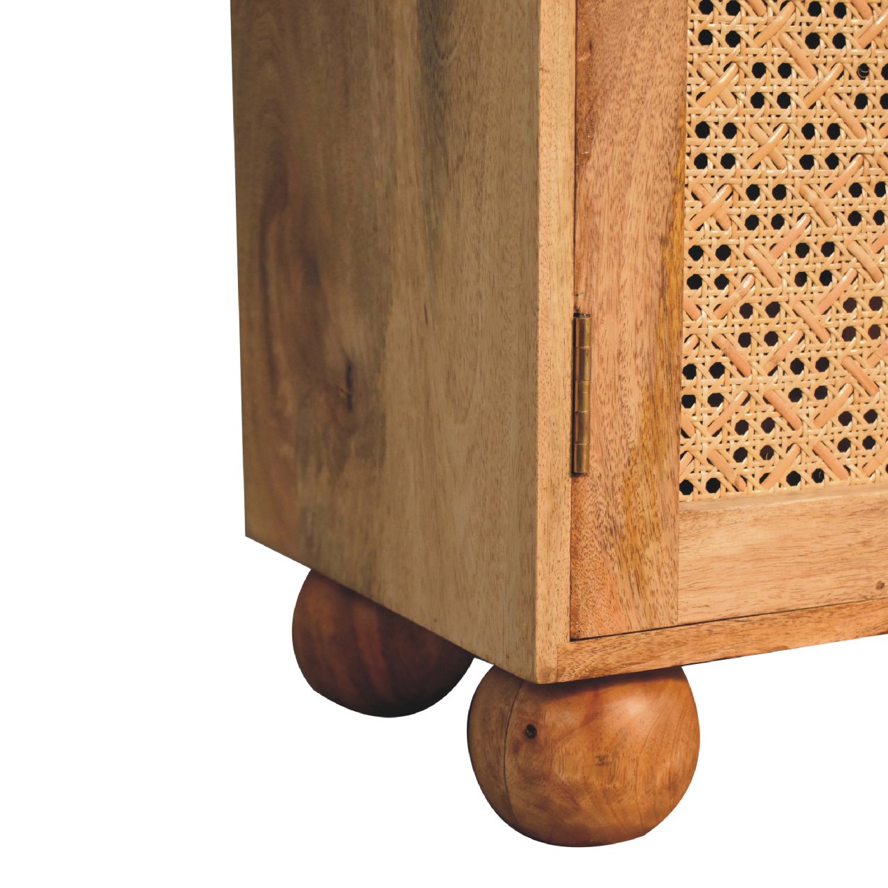 Rattan Ball Cabinet Mango Wood Construction.