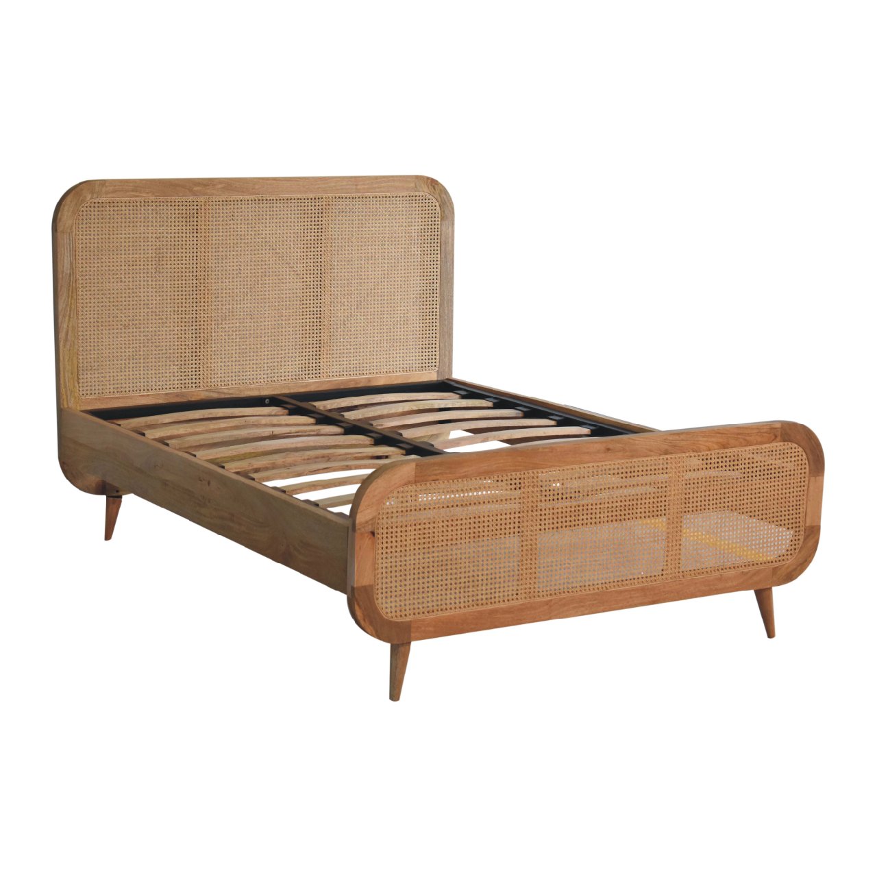 Rattan Bed. 100% Solid Mango Wood