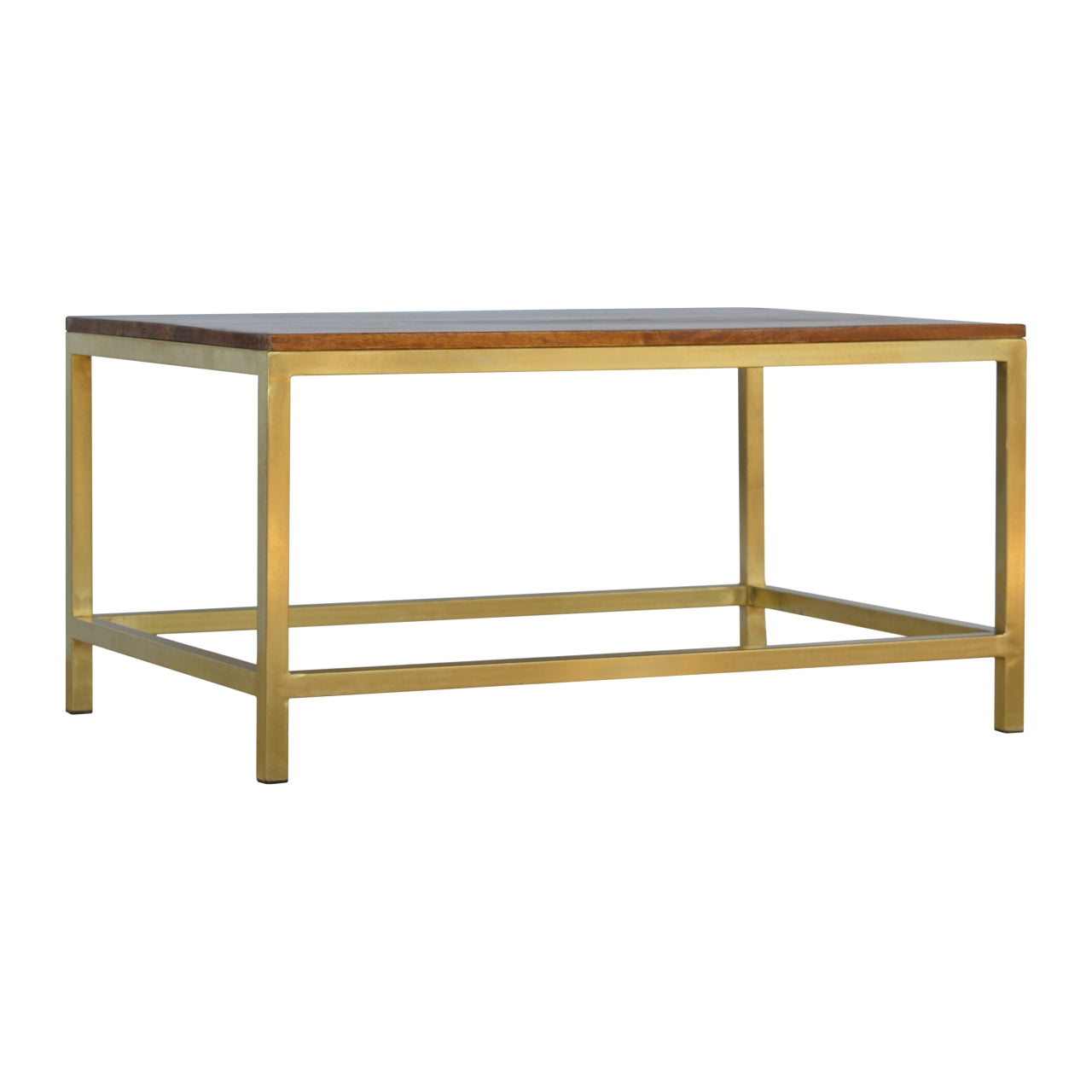 Rectangle Gold Coffee Table. 100% Solid Mango Wood