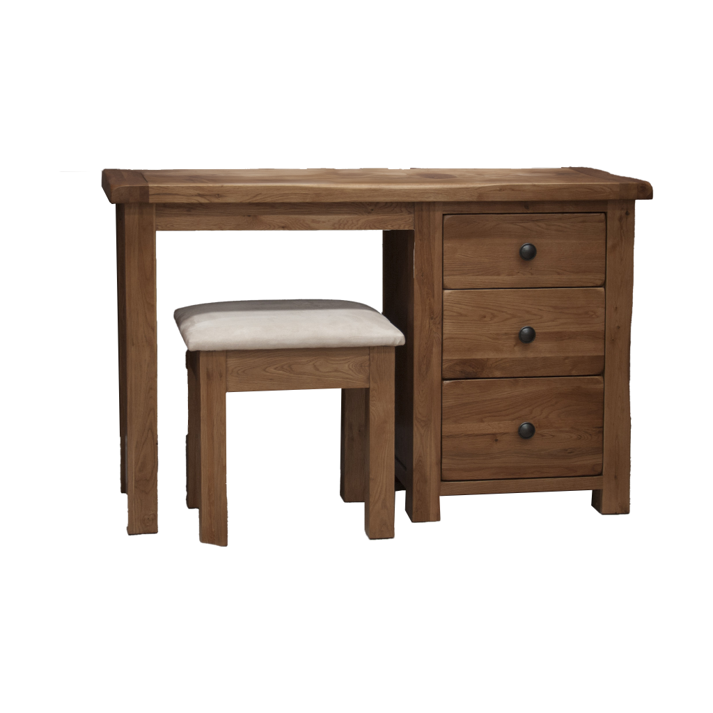 Rustic Oak Dressing Table and Stool 100% Solid Oak