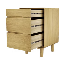 Scandic 3 Drawer Bedside Table. Solid Oak 100% Solid Oak