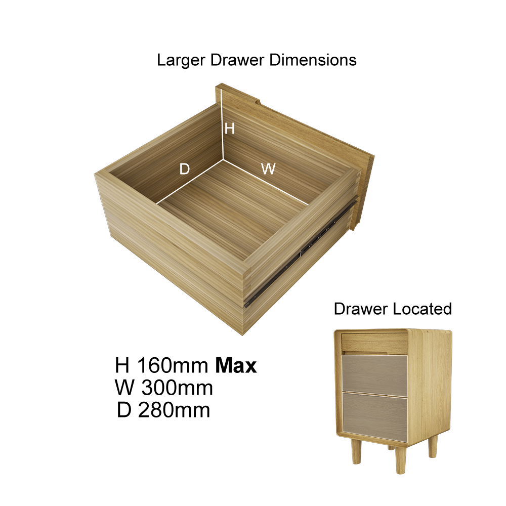 Scandic 3 Drawer Bedside Table. Solid Oak 100% Solid Oak