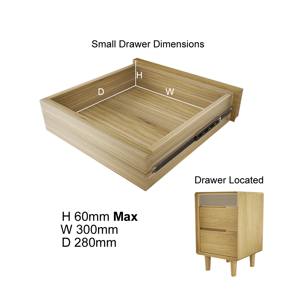 Scandic 3 Drawer Bedside Table. Solid Oak 100% Solid Oak